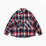 Short Color Block Plaid Cargo Shirt