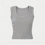 Stretchy Fitted U-Neck Tank Tops