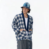 Patchwork Plaid Chinese Cardigan