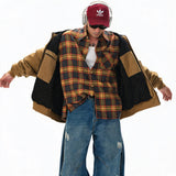 Vintage Oversized Brushed Plaid Shirt