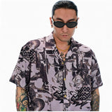 Lavender Graffiti Cuban Collar Hawaiian Shirt