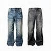 Heavy Wash Lightning Crack Flare Jeans