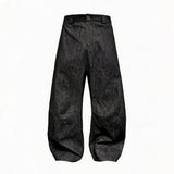 Pleated Low Rise Raw Denim Jeans