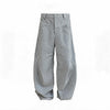 Striped Pleated Curved Hem Pants