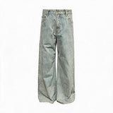 Light Blue Slub Straight Denim Jeans