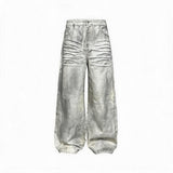 White Distressed Wide Leg Jeans