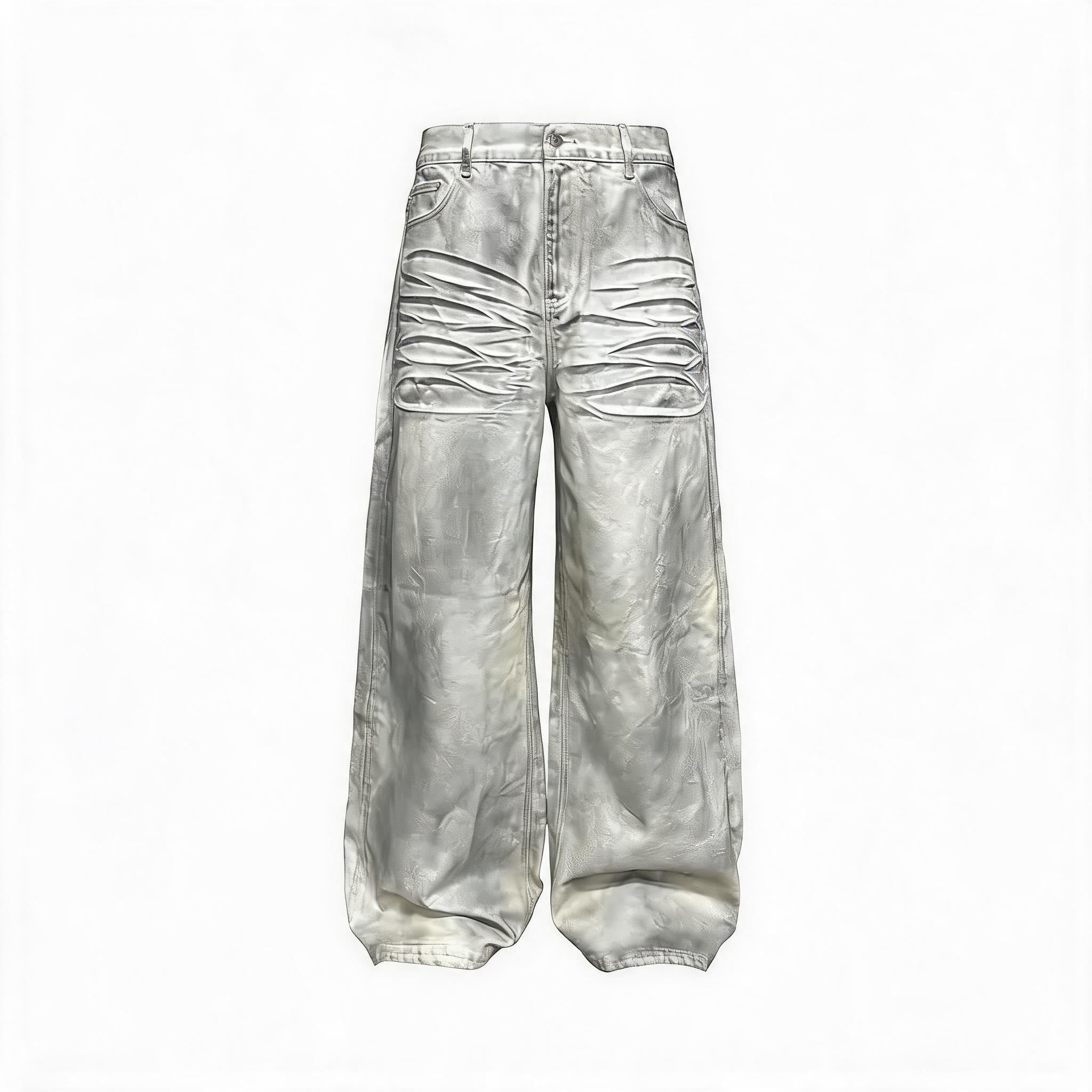 White Distressed Wide Leg Jeans