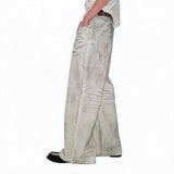 White Distressed Wide Leg Jeans