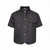 Stand Collar Denim Shirts With Pockets