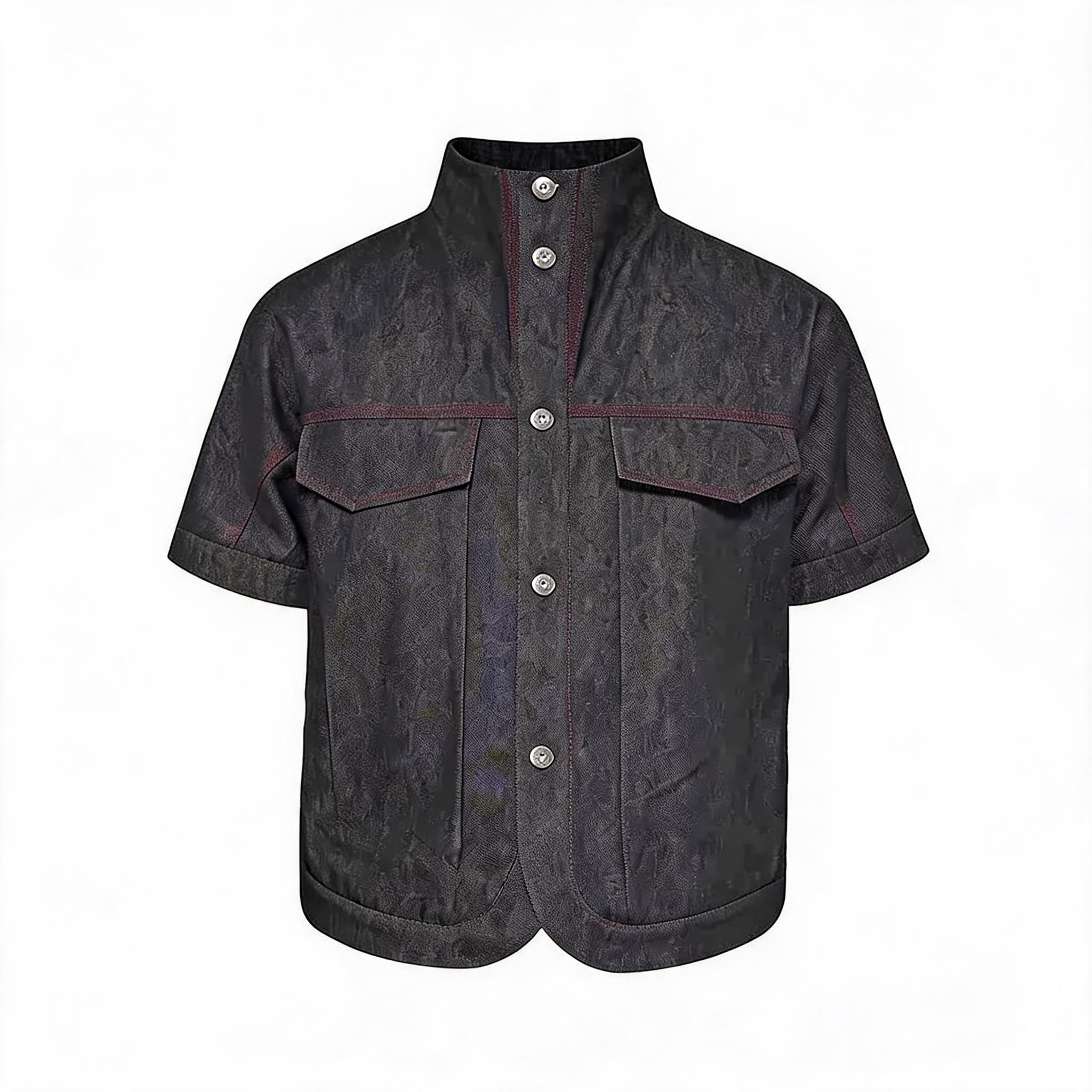 Stand Collar Denim Shirts With Pockets