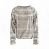 Striped Roll Cuff Drop Shoulder Top