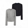 Hidden Half-zip Long-sleeve Crew Neck Top