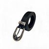 Carved Leather Belt With Silver Buckle
