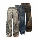 Scratched Washed Jeans With YKK Zipper