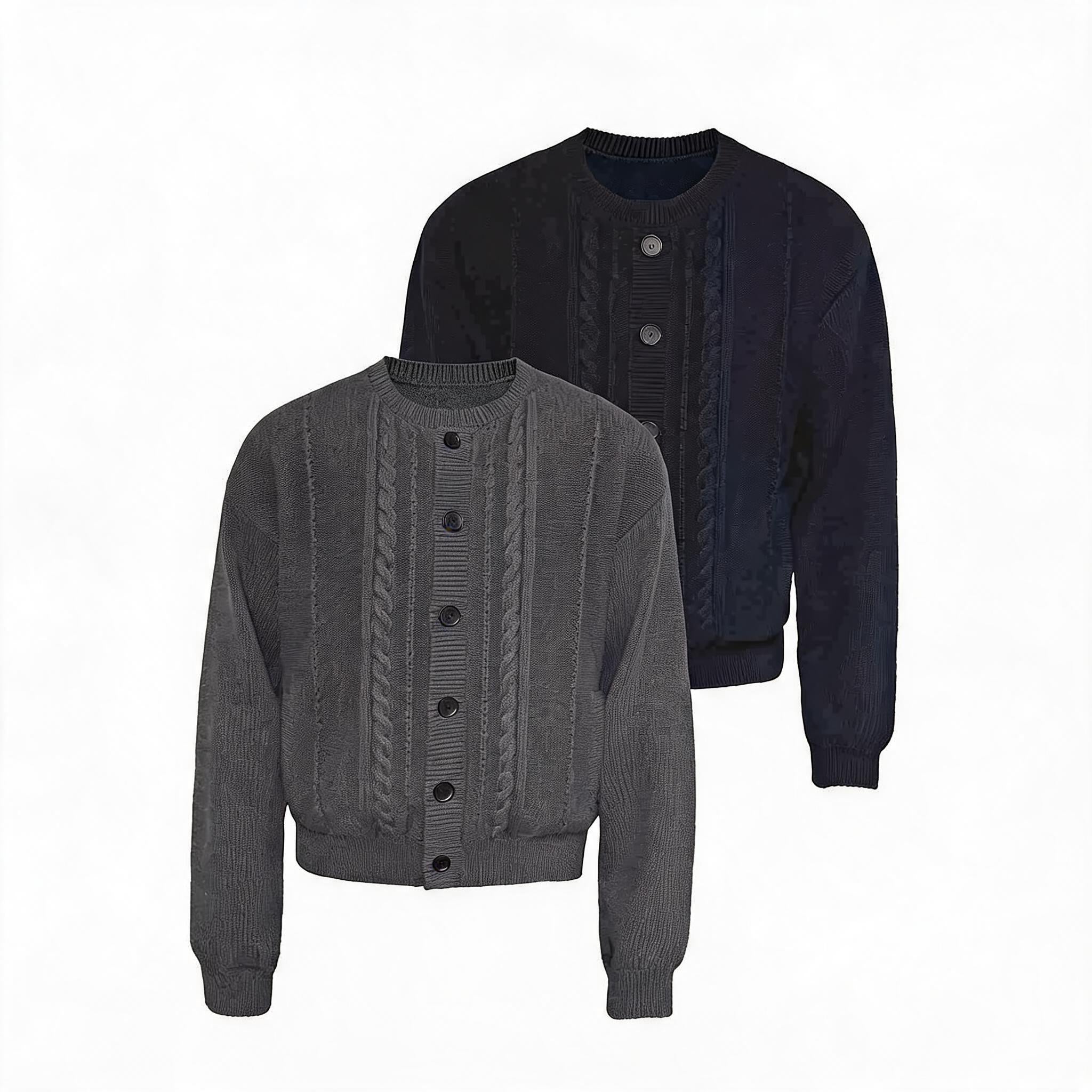 100% Cotton Crew Neck Cable Cardigan