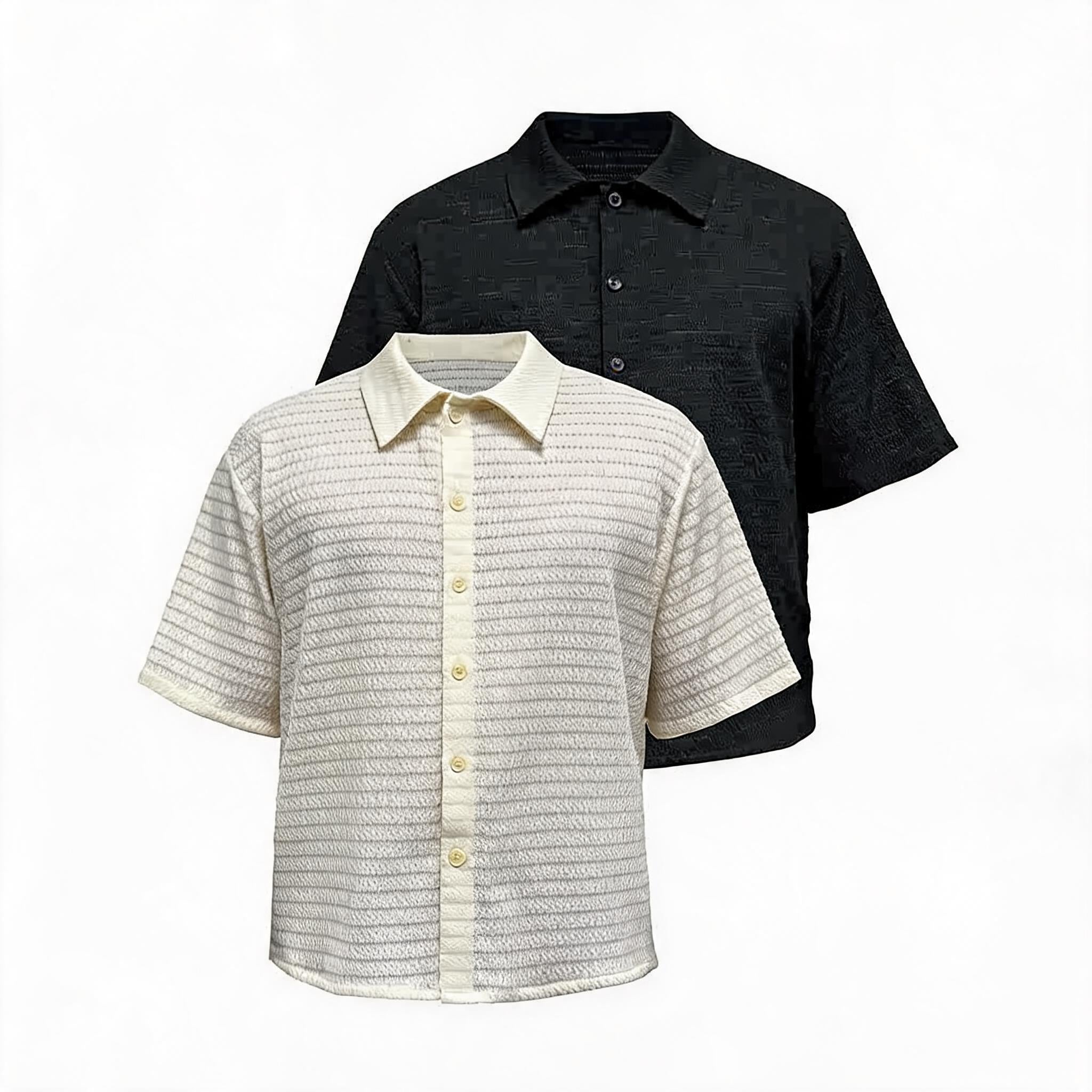 Hollow Striped Short Sleeve Crop Shirt