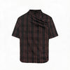Pleated Cross Collar Plaid Tee