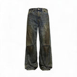 Distressed Cut Splatter Jeans