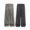 Pleated Wide Leg Wool Blend Pants