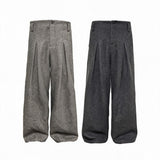 Pleated Wide Leg Wool Blend Pants