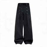 Pleated Wool Resin Button Pants