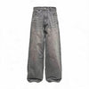 13Oz Sun-Washed Gray Distressed Wide-Leg Jeans