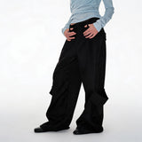 Dual Pocket Pleated Straight Flared Pants