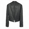 Leather Jacket With Irregular Snap Collar