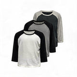Color Block Raglan Three-Quarter Sleeve Tops