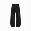 Slightly Curved Asymmetric Pleated Wool Pants