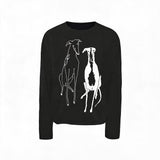 Drop Shoulder Dog Jacquard Cotton Sweater