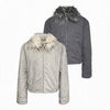 Fitted Two-tone Grid Fur Collar Jacket