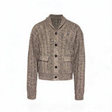 Shawl Collar Ribbed Cardigan