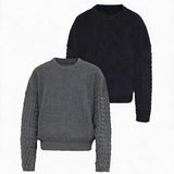 Cable Knit Cotton Drop Shoulder Sweater