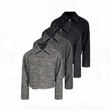 Cropped Wide Structured Terry Wool Jacket