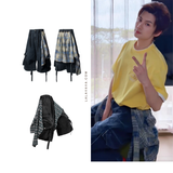 Washed Detachable Panel Denim Cropped Shorts