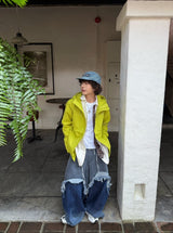 Washed Gradient Denim Patchwork Cargo Pants