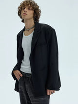 Two-Tone Distressed Oversized Casual Blazer