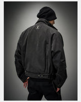 Loose Stand Collar Washed Canvas Coat
