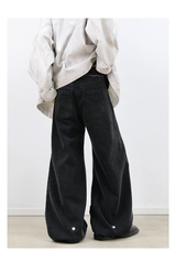 Studded Deconstructed Washed Two-tone A-line Jeans