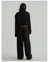 Sharp Collared Striped Pleated Shirt