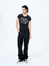 Rivet Striped Flutter Sleeve Tee
