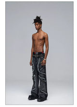 Fringed Ripped Washed Straight Jeans