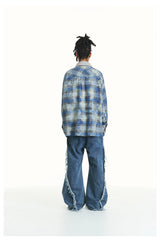 Loose Fit Distressed Washed Cotton Jeans