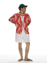 Red White Short Sleeve Cuban Shirt