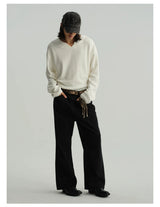 Cropped V-Neck Jacquard Sweatshirt