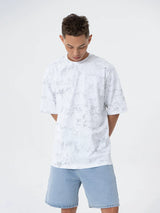 Men's Loose Gray Tie-Dye Print Tees