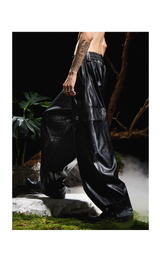 Pleated Tapered Leather Pants