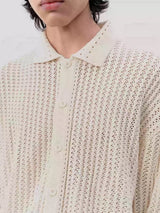 Pick Stitch Polo Collar Knitted Cardigan