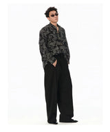 Long Sleeve Collared Paisley Silk Shirt